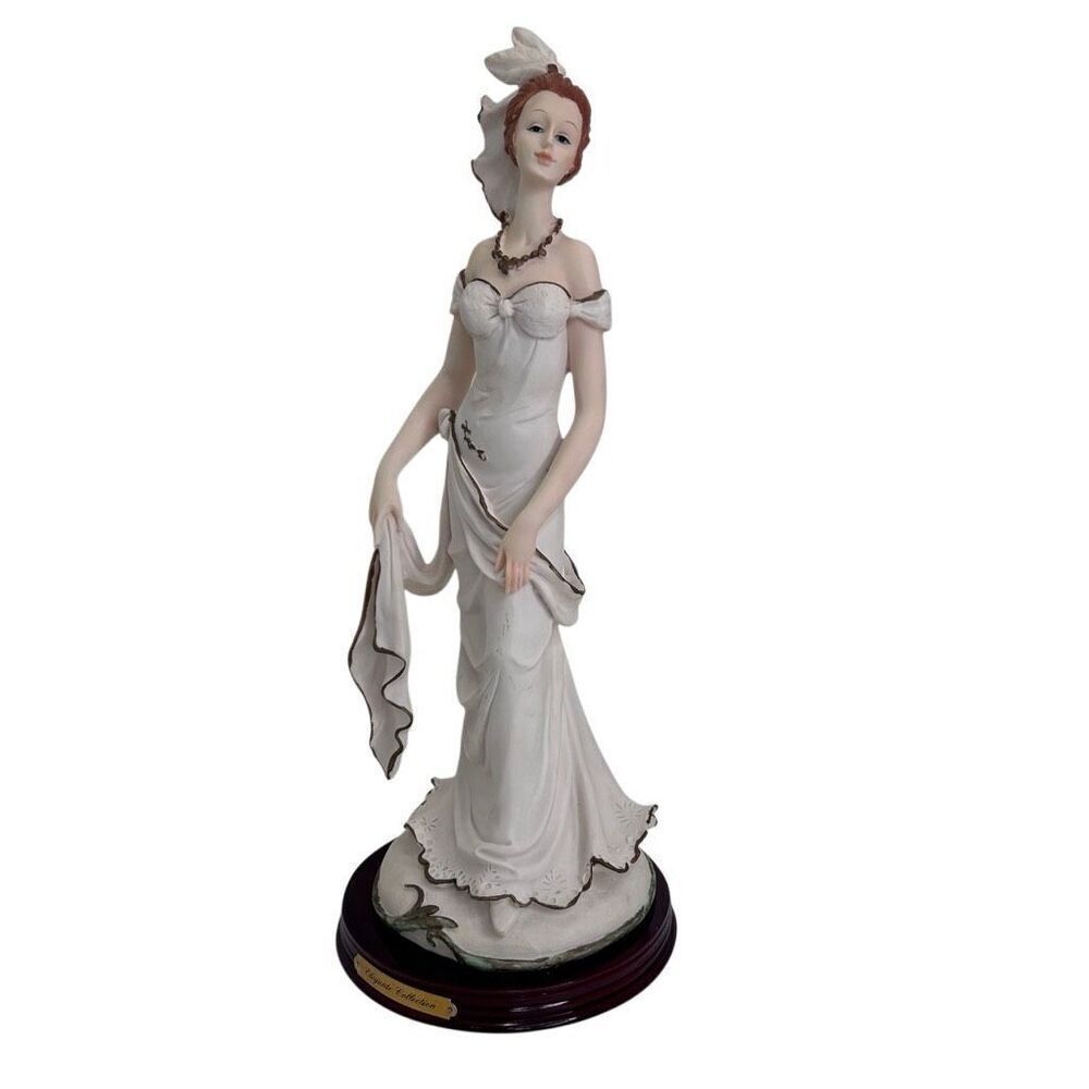 Elegante Collection Victorian Lady Figurine 14" Cream Polyresin Round Base
